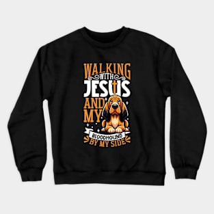 Jesus and dog - Bloodhound Crewneck Sweatshirt